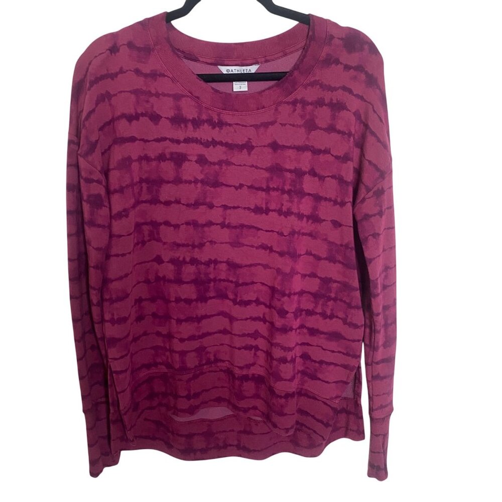 Athleta Long Sleeve Sweatshirt Top‎ Womens S Petite Pink Casual Athleisure Comfy